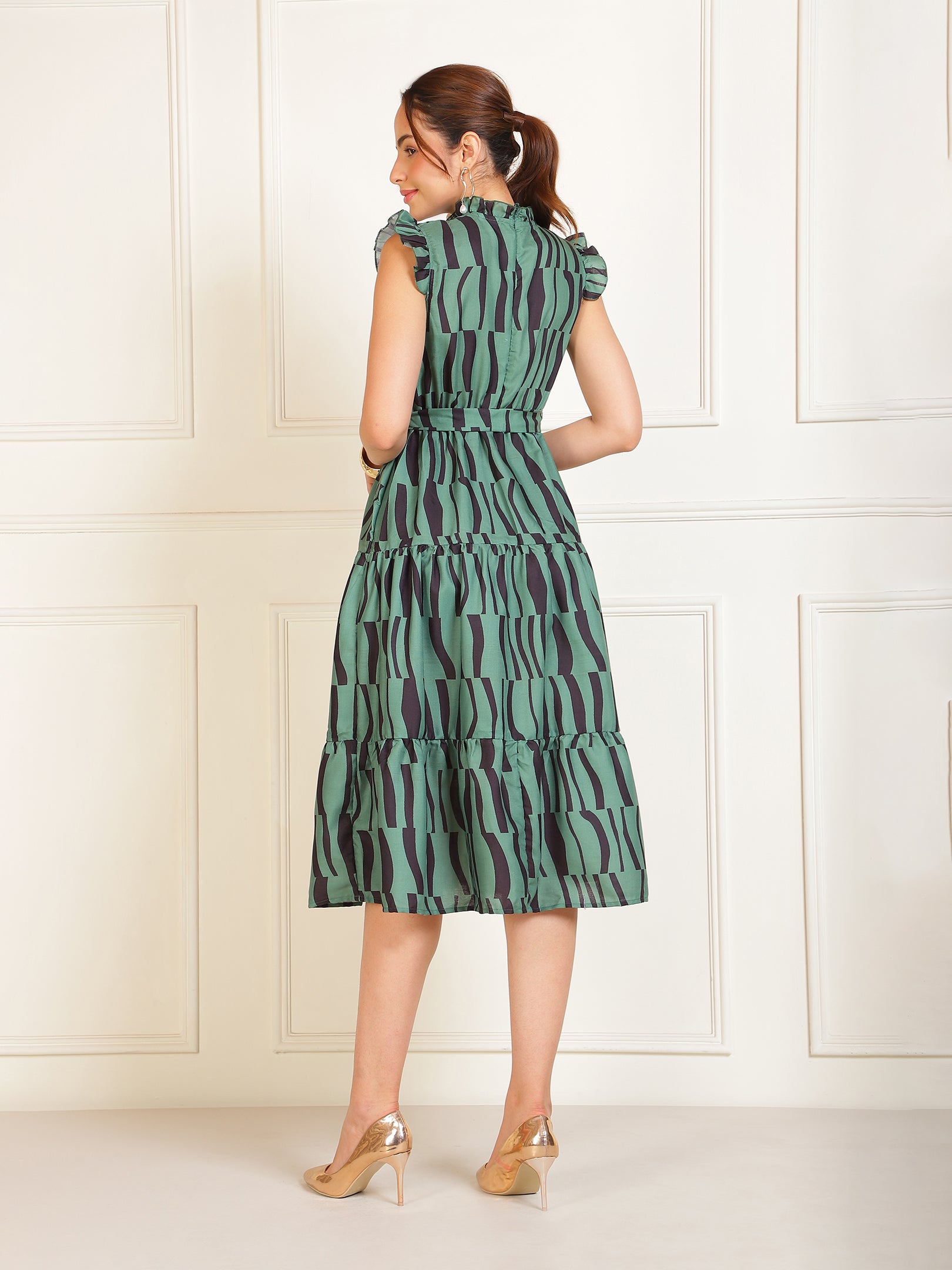 Green Printed Dress Sanaita