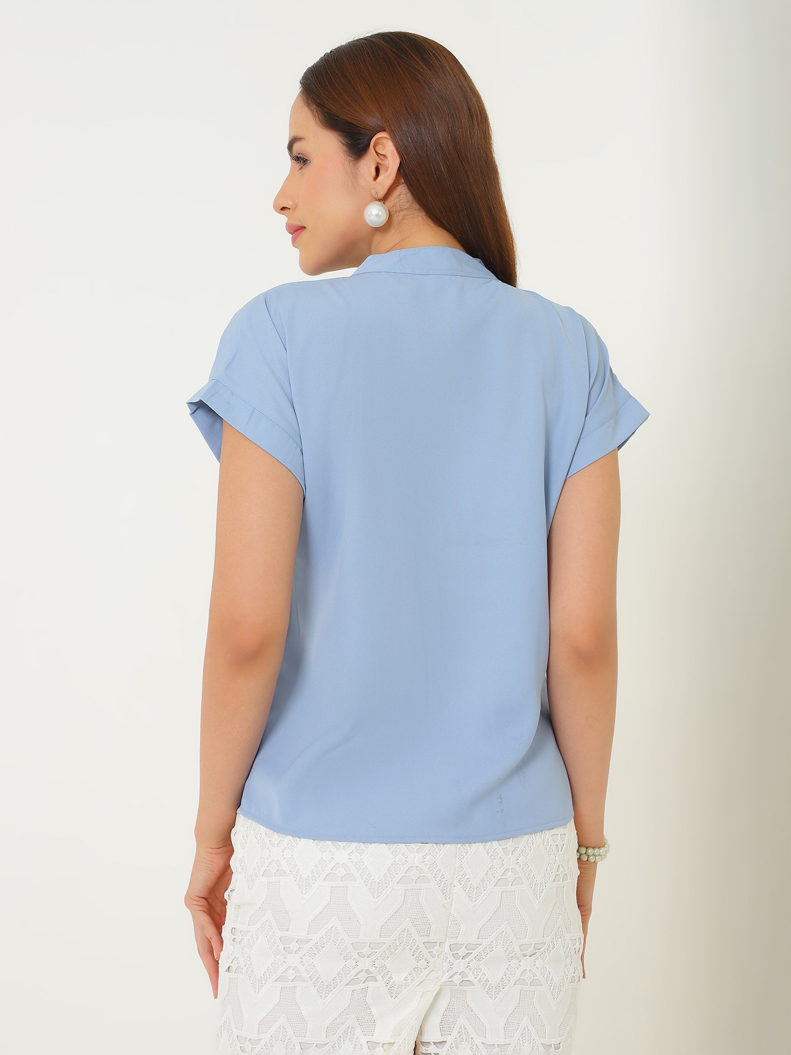 Blue Pleated Blouse Sanaita