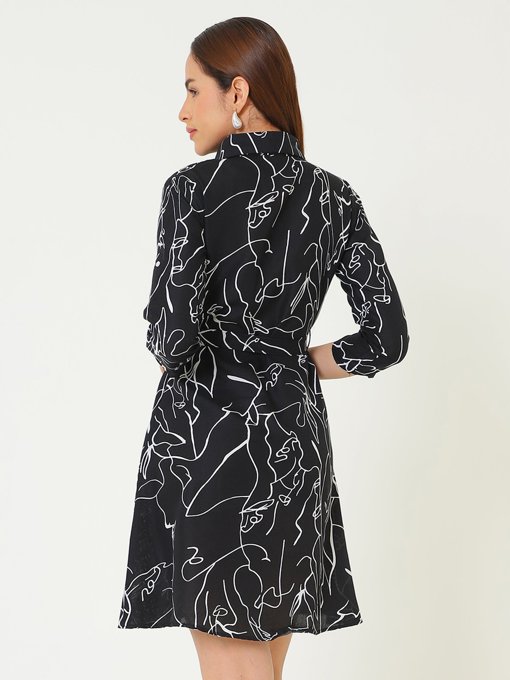 Markble Print Aline Dress Sanaita