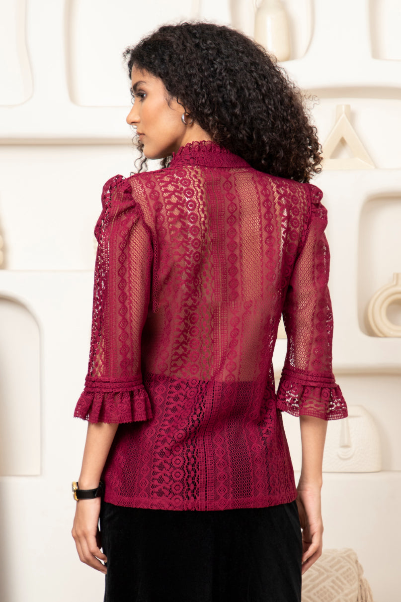 Wine Lace Blouse Sanaita