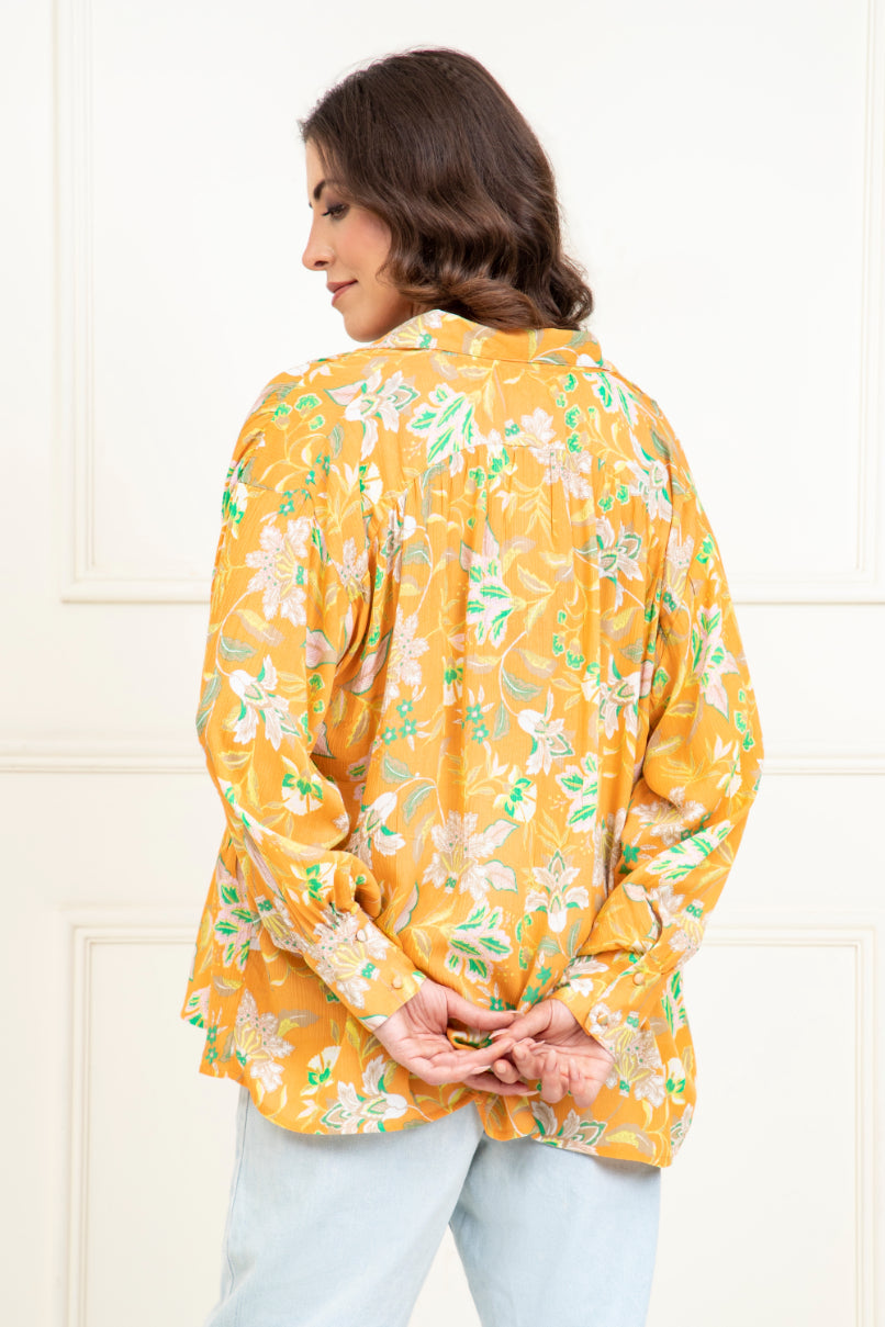 Abstract Print Gathered Loose Fit Top Sanaita