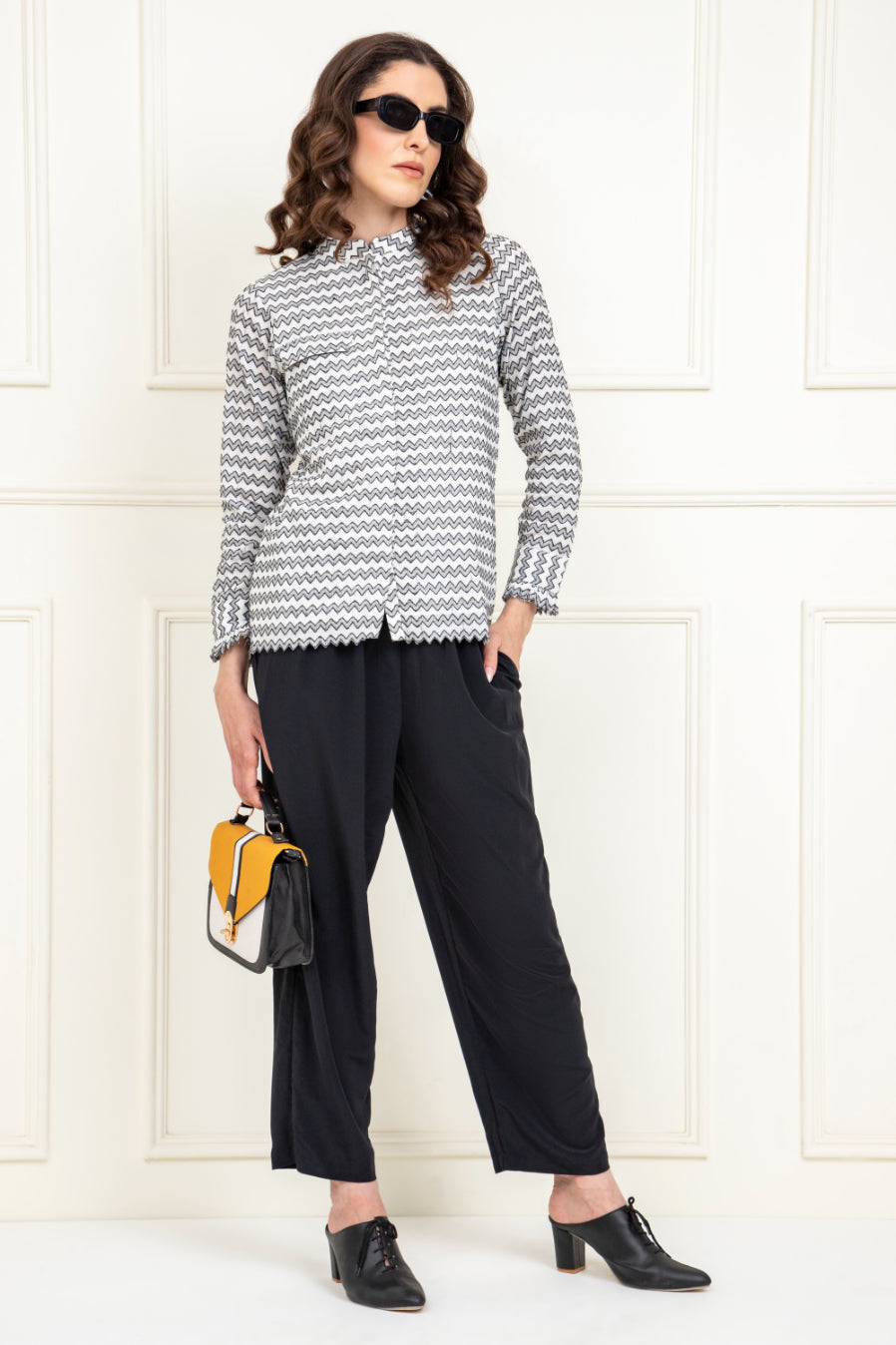 Jacquard Zig Zag Pattern Top Sanaita