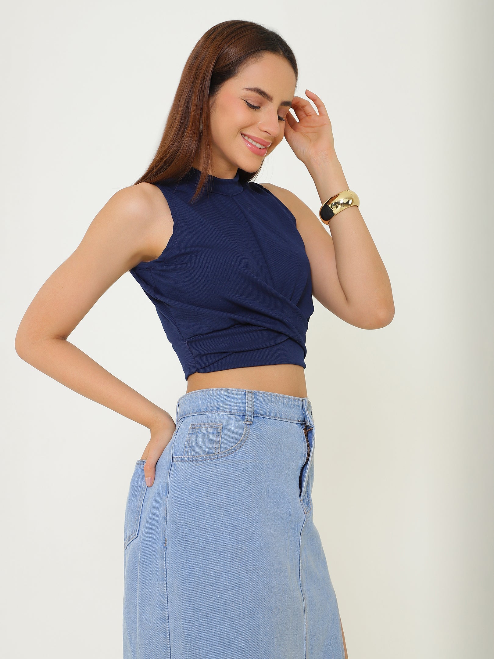 Navy Knot Detail Top Sanaita