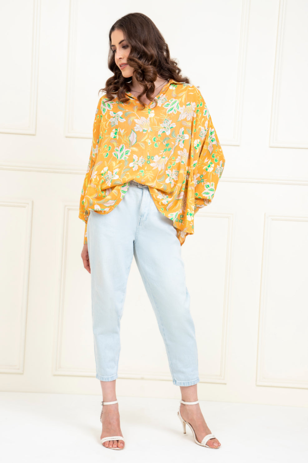 Abstract Print Gathered Loose Fit Top Sanaita