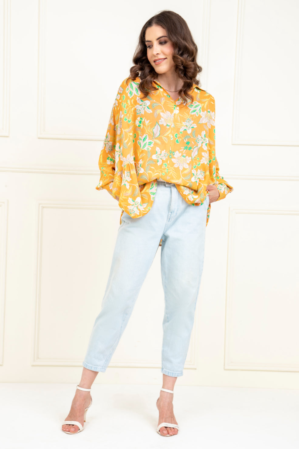 Abstract Print Gathered Loose Fit Top Sanaita