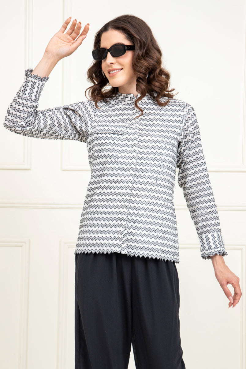 Jacquard Zig Zag Pattern Top Sanaita