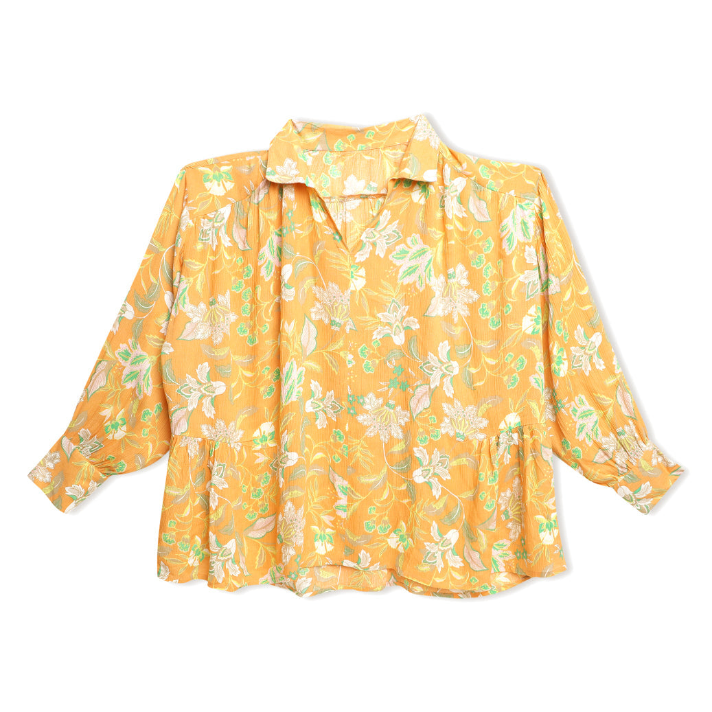 Abstract Print Gathered Loose Fit Top Sanaita