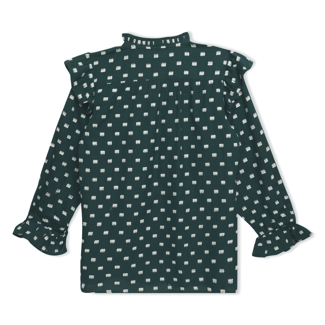 Green Dobby Frill Shirt Sanaita