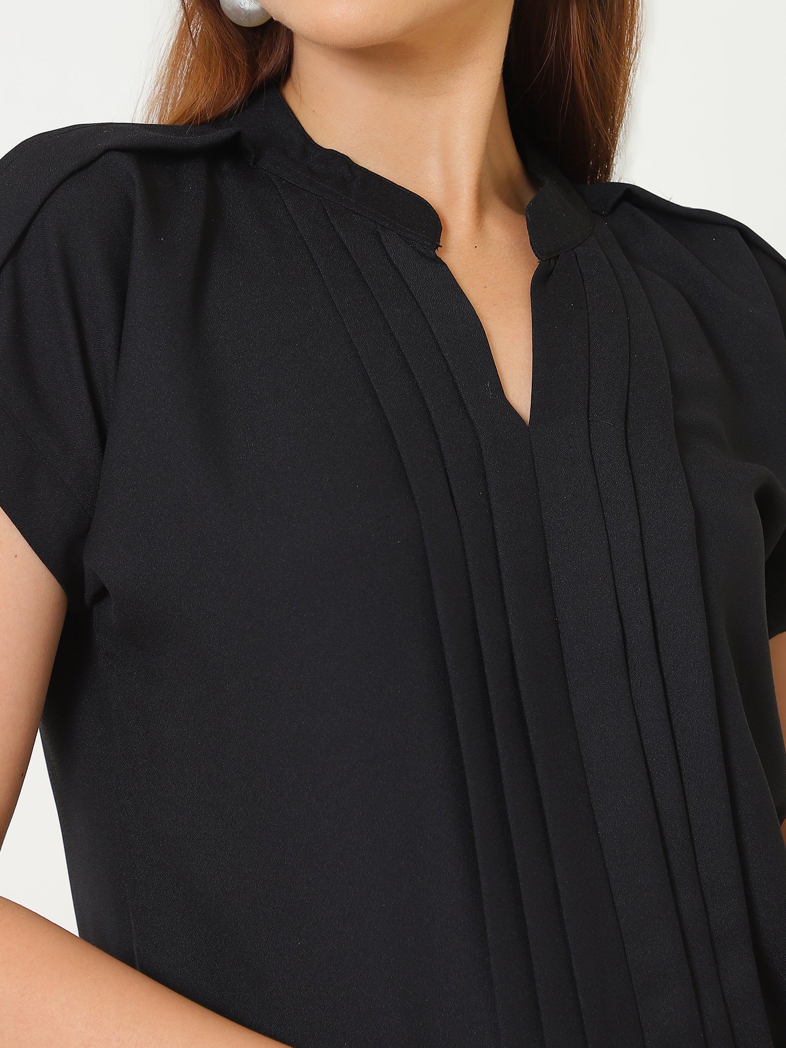 Black Pleated Blouse Sanaita