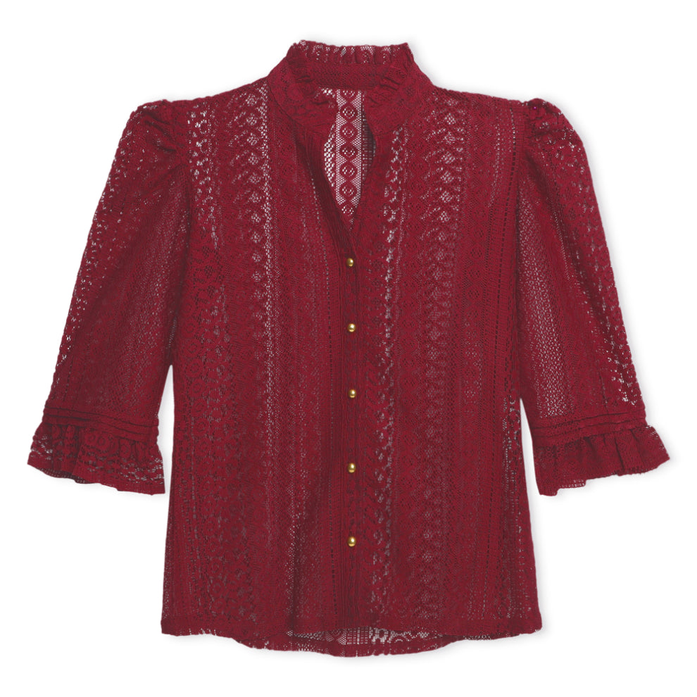 Wine Lace Blouse Sanaita