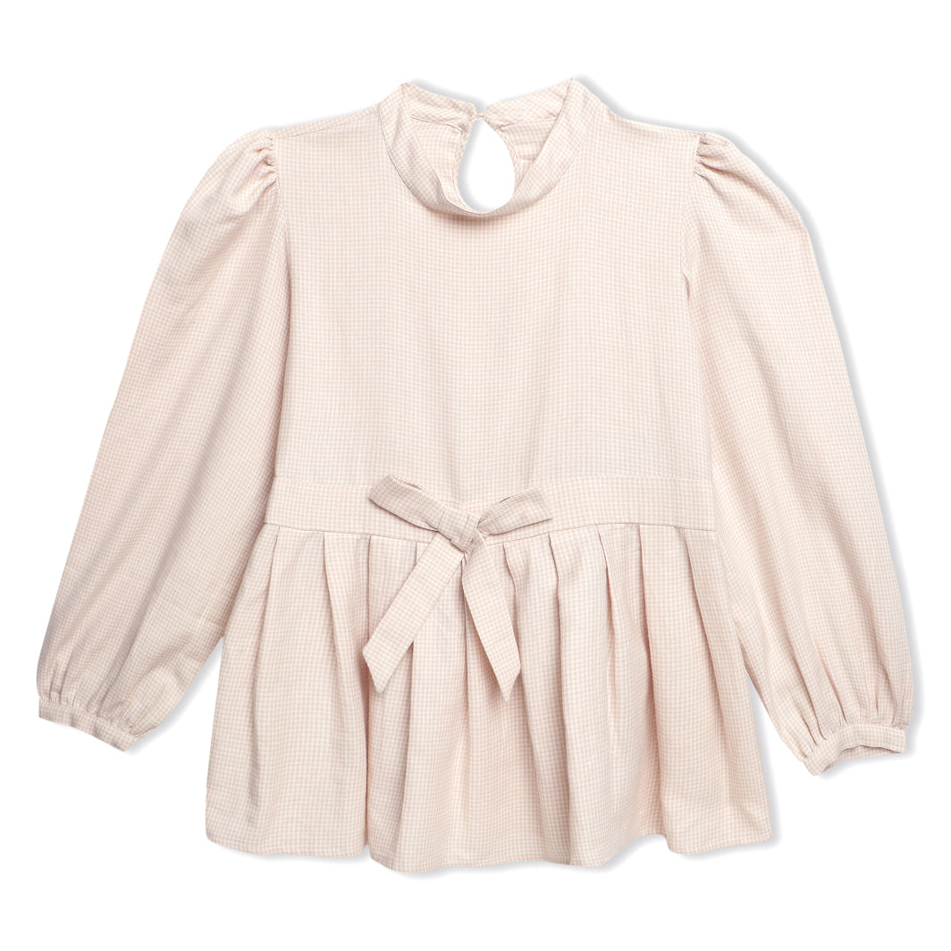 Gingham Check Beige Peplum Sanaita