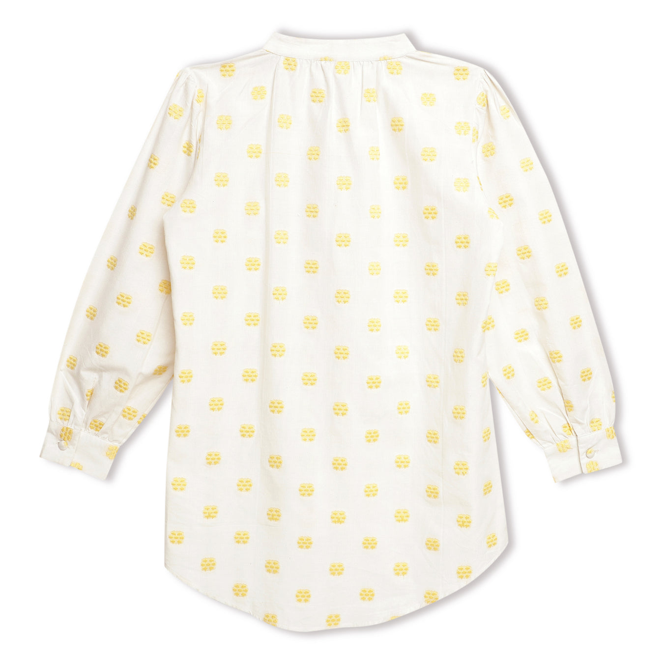 Yellow Floral Dobby Buttoned Blouse Sanaita