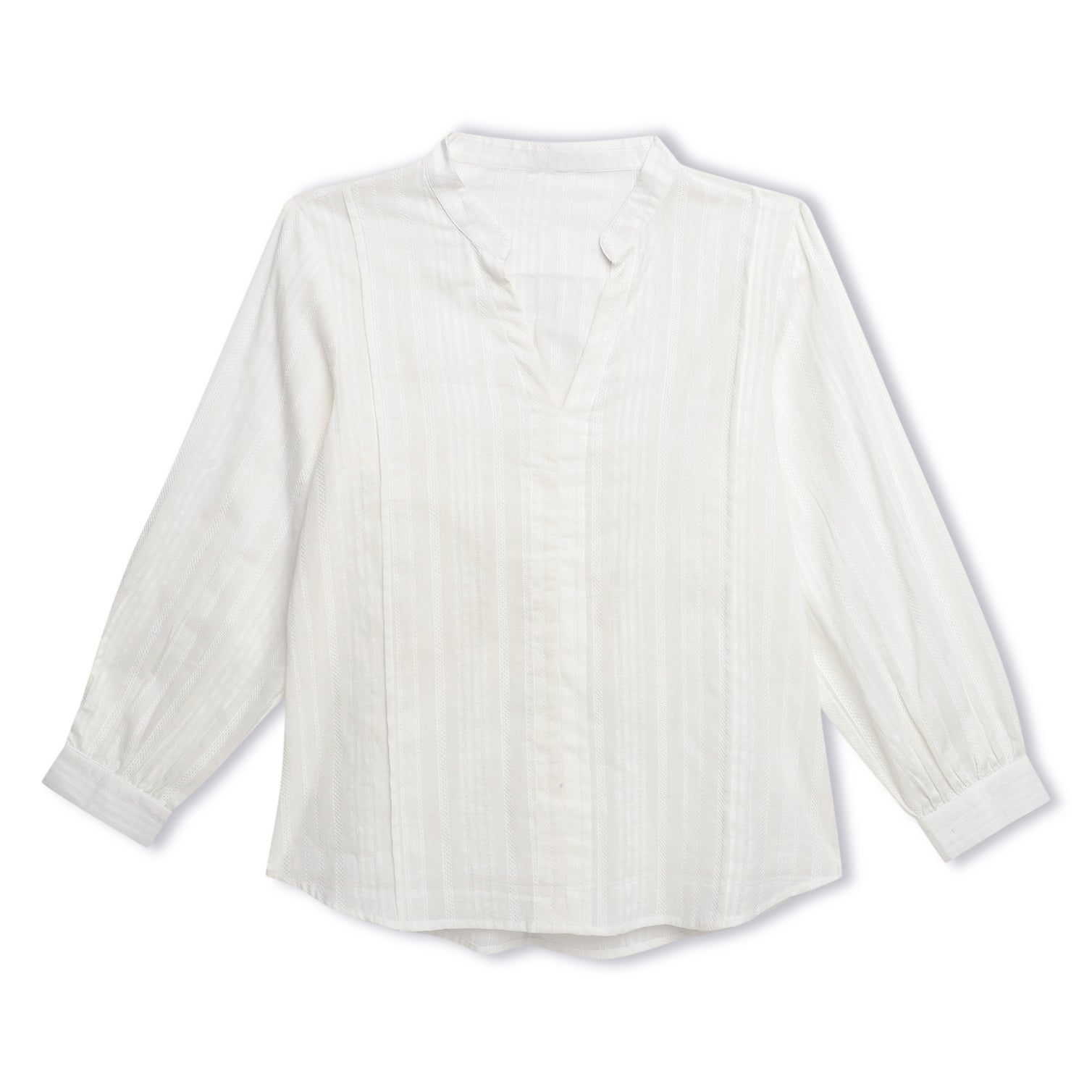 Delicate Dobby Striped Buttoned Blouse Sanaita