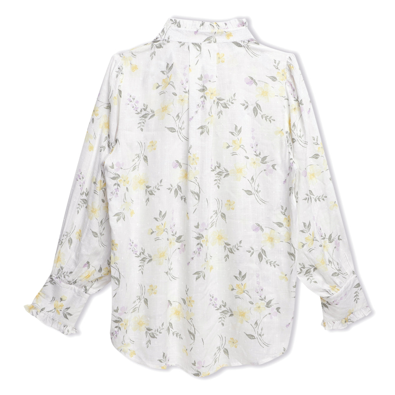 Feisty Floral Dobby Pin Tuck Detail Top Sanaita