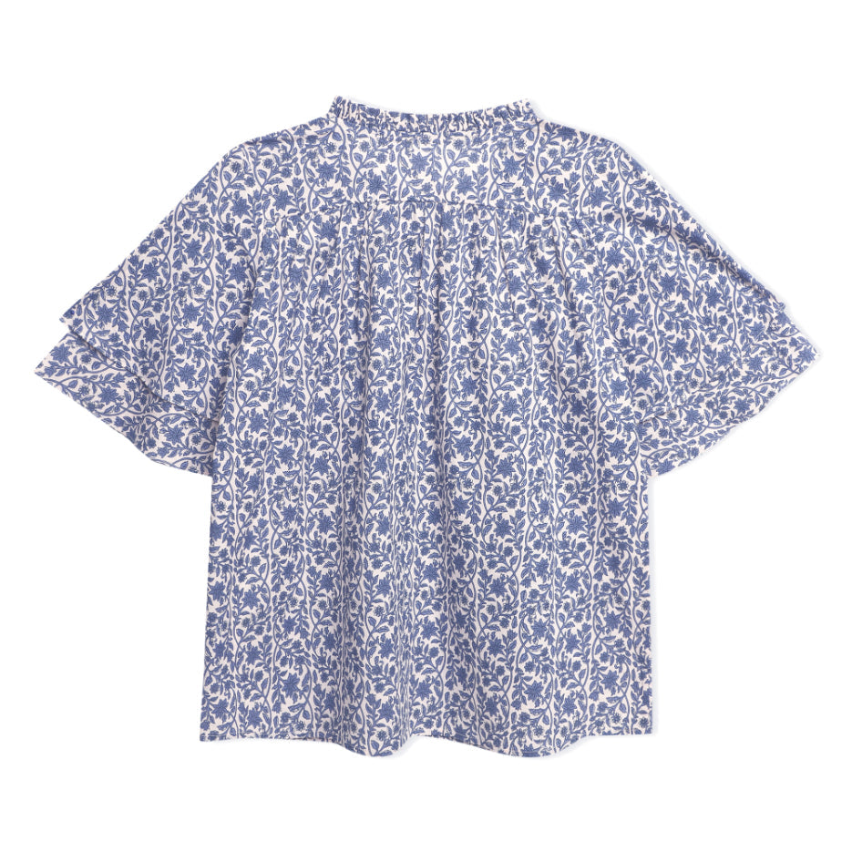 Smocked Yoke Frill Sleeve Top Sanaita
