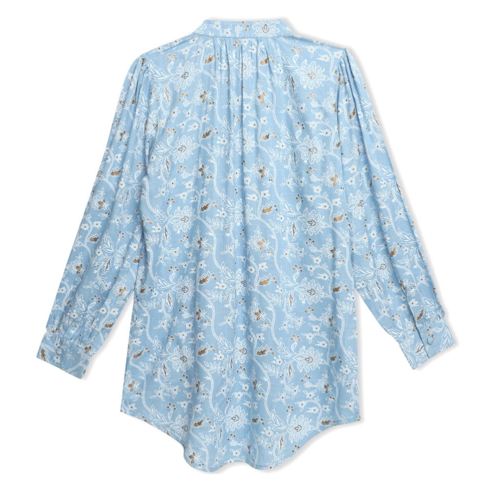 Floral Hand Block Print Neck Tieup Top Sanaita