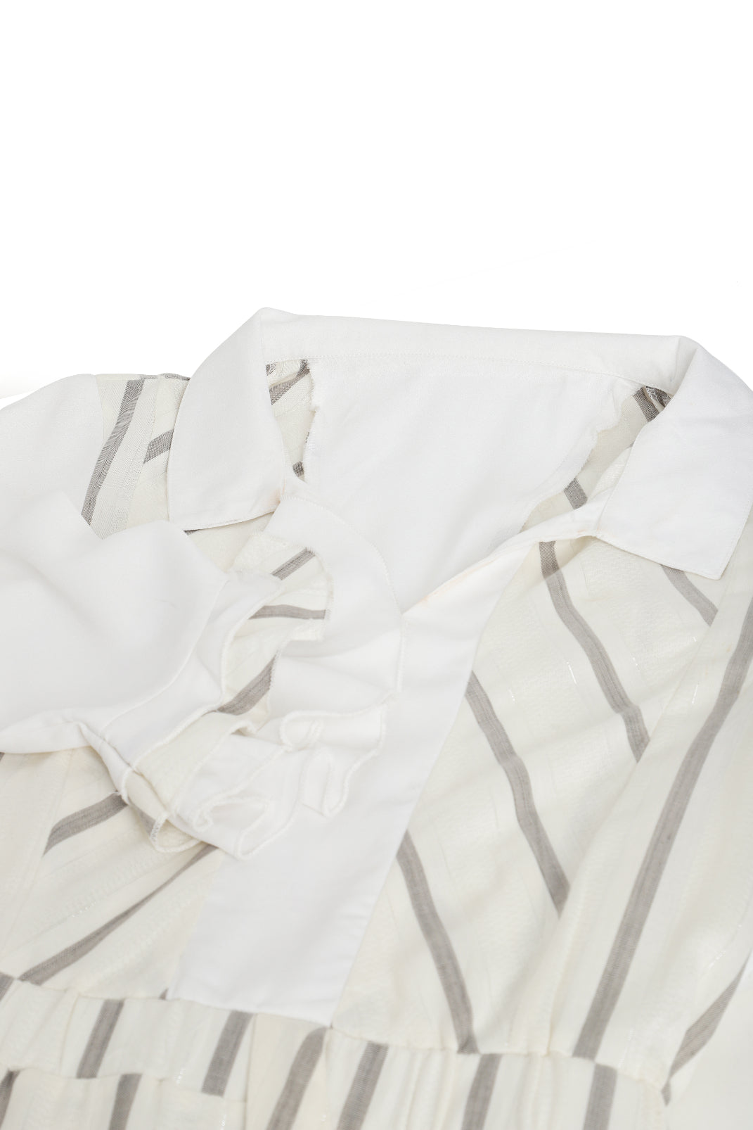 Striped on White Double Layer Look Dress Sanaita