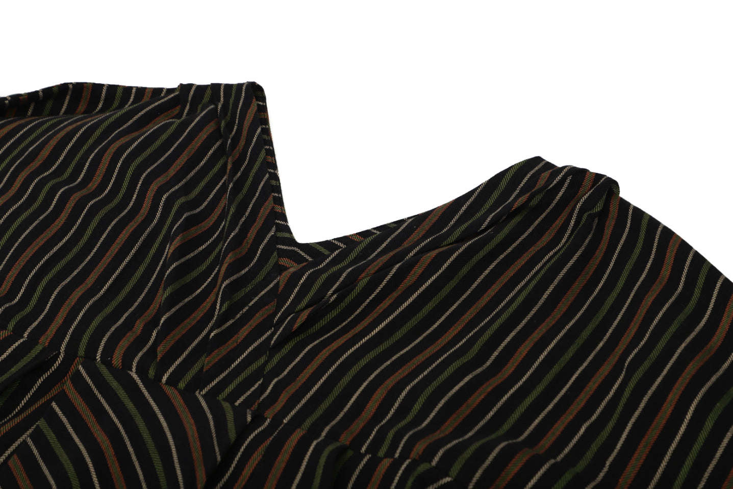 Bat Sleeve Overlap Look Black Striped Dress Sanaita