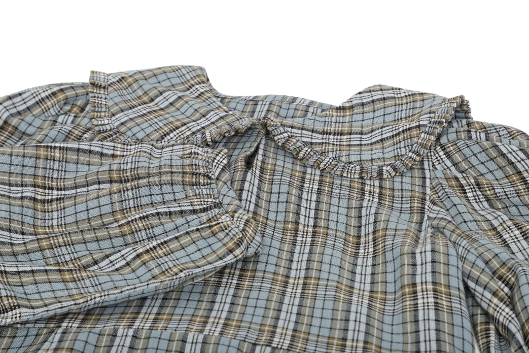 Peterpan Collar Blue Check Retro Dress Sanaita