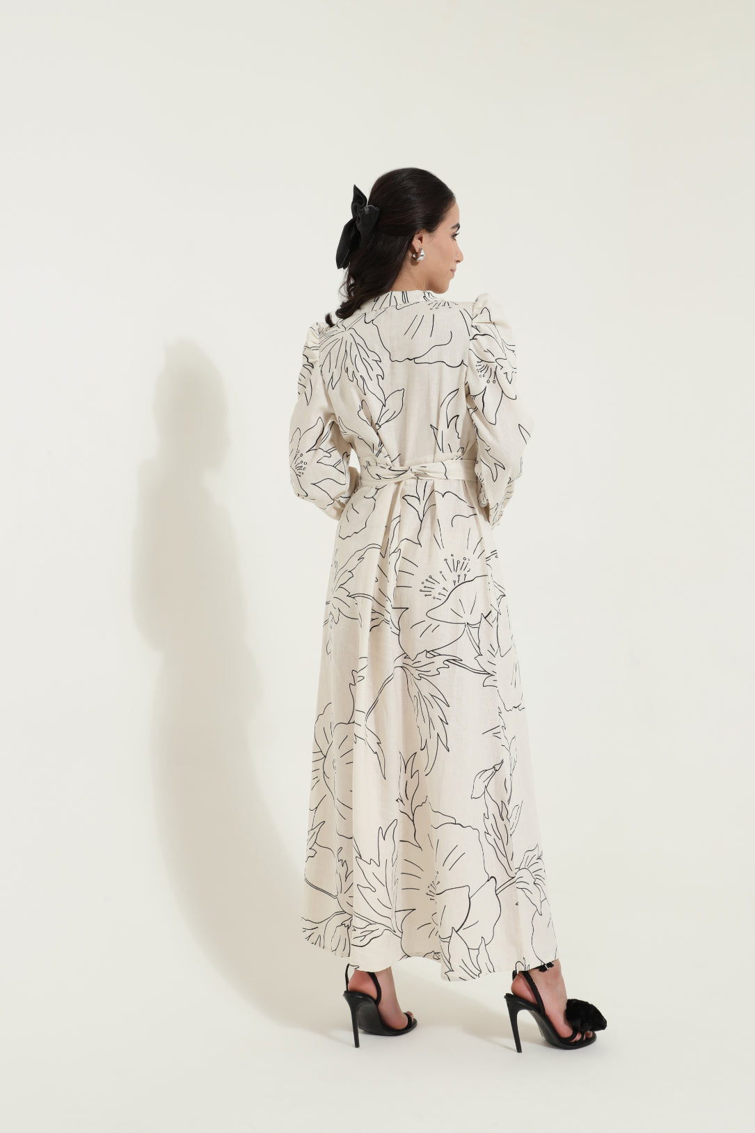 Shirt Collar Tieup Floral Maxi Dress Sanaita